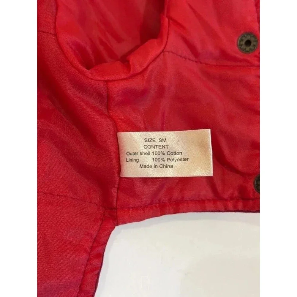 Doggy Fashion Red Cotton Snap Coat with Fur Lined Hood Size Small